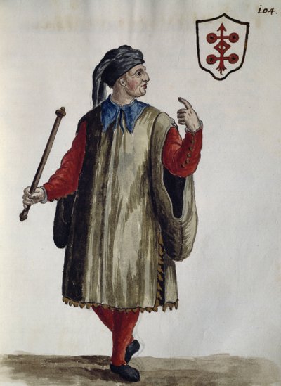 Carrarese kjole, akvarell fra The Venetian clothes, i nesten alle aldre flittig samlet og malt på 1700-tallet, av Jan van Grevenbroek eller Giovanni Grevenbroich (1731-1807), Italia av Jan van Grevenbroeck