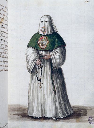 Broderskap for Kristi stemmerett, grunnlagt i kirken San Giovanni in Oleo i Venezia, smeltet sammen med brorskapet til San Rocco i Roma i 1621, bind II f 72, av Giovanni di Grevembroch eller Grevenbroch (1731-1807) av Jan van Grevenbroeck