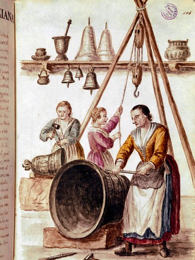 Håndverk: klokkemakeren Akvarelltegning og blekk fra et manuskript av Jan van Grevenbroeck (eller Giovanni Grevembroch (Grevenbroch) (1731-1807) av Jan van Grevenbroeck