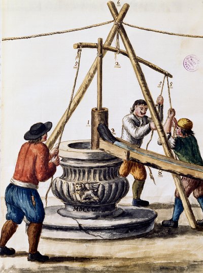 Graver brønn, illustrasjon fra illustrert bok med venetianske kostymer, av Jan Grevenbroeck (1731-1807), akvarell, Italia av Jan van Grevenbroeck