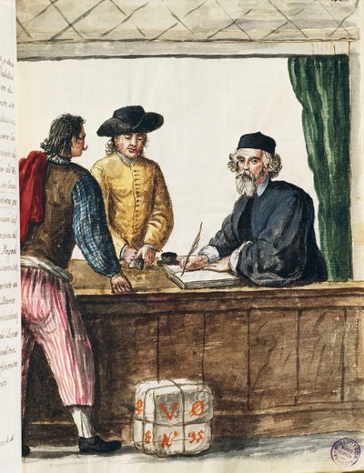 Utmerket kjøpmann, illustrasjon fra illustrert bok med venetianske kostymer, av Jan Grevenbroeck (1731-1807), akvarell, Italia av Jan van Grevenbroeck