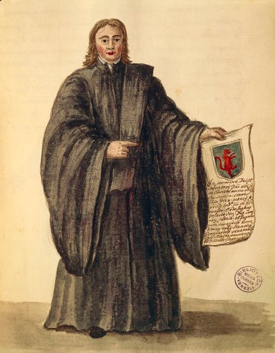 Store kansler for byen Chioggia, av Jan van Grevenbroeck eller Giovanni Grevembroch (1731-1807), Gli Donne de Veneziani, fra illustrert kostymebok, akvarell av Jan van Grevenbroeck