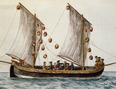 Venetiansk båt pyntet til Forløserfesten, av Jan Grevenbroeck (1731-1807), akvarell, Italia av Jan van Grevenbroeck