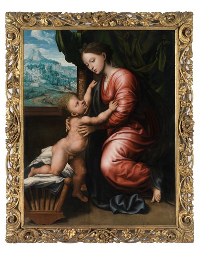 Jomfru med barn (olje på panel) av Jan van Hemessen