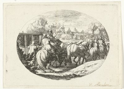 Leger en koetsen trekken naar stad Militaire voorstellingen uit het leven van Lodewijk XIV, koning van Frankrijk (series title)   1371073   no       norwegian Successfully Translated  Original: Pan bespiedt de nimf Syrinx Translat: Pan bespiedt de nimf Syr av Jan van Huchtenburg