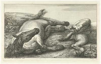 Two Fallen Horses, den venstre sett forfra Fallen Horses (serietittel) av Jan van Huchtenburg