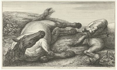 To falne hester, den venstre sett forfra Dead Horses (serietittel) av Jan van Huchtenburg