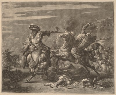 En rytter skyter en tyrker fra hesten sin av Jan van Huchtenburgh