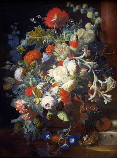 Bukett med blomster ved en søyle - Jan van Huysum (1682-1749). Olje på tre, første halvdel av 1700-tallet. Dimensjon: 80,2x60,3 cm. Kunsthistorisk museum, Vienne av Jan van Huysum
