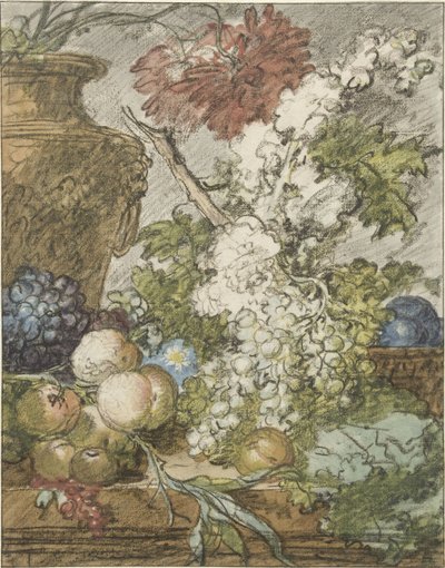 Skisse for et stilleben med frukt og blomster Skisse for et frukt- og blomsterarrangement av Jan van Huysum