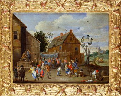 En bryllupsfest i en gårdsplass til et vertshus av Jan van Kessel