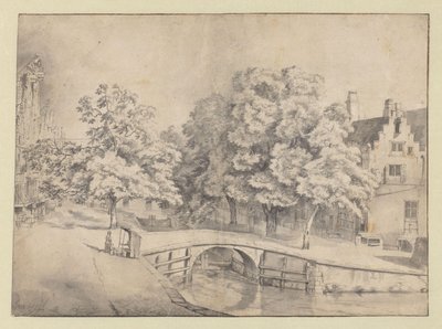 Utsikt over Leidsegracht i Amsterdam, sett fra Keizersgracht av Jan van Kessel