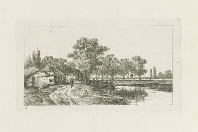 Landskap med fortøyd båt Områder i Utrecht (serietittel) av Jan van Lokhorst