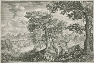Fjelllandskap med den barmhjertige samaritan av Jan van Londerseel