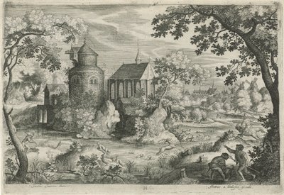 Hjortejakt ved et kapell av Jan van Londerseel