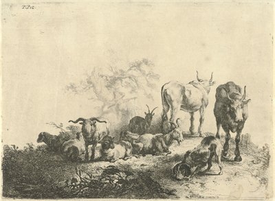 Landskap med storfe og en melkepike av Jan van  Noordt
