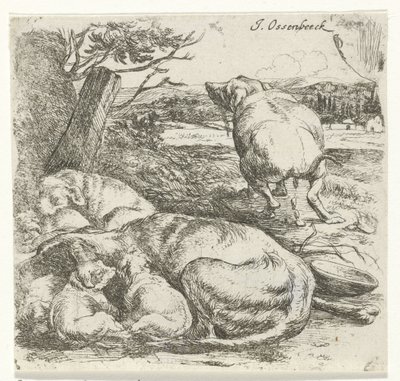 Tispe med valper av Jan van Ossenbeeck