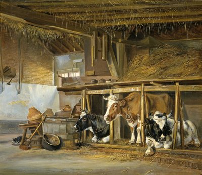 Kyr i en stall av Jan van Ravenswaay