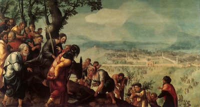 Kristi inntog i Jerusalem, sentralt panel fra en triptyk, ca. 1526 av Jan van Scorel