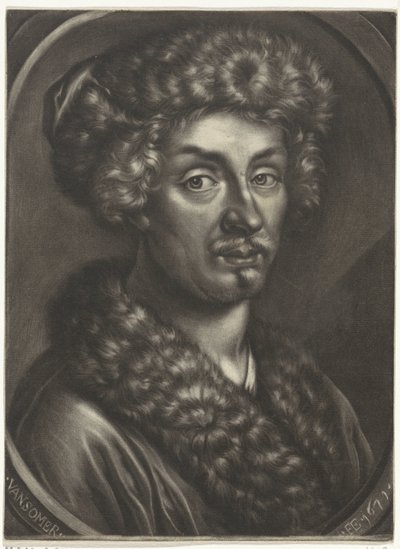 Portrett av en mann med en pelslue av Jan van Somer
