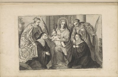 Maria med Kristusbarnet, St. Lucia, St. Katarina av Alexandria og to grunnleggere av Jan van Troyen