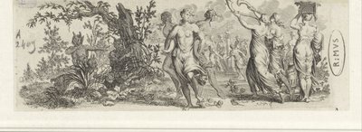 Dansende nymfer sett av satyrer av Jan van Vianen