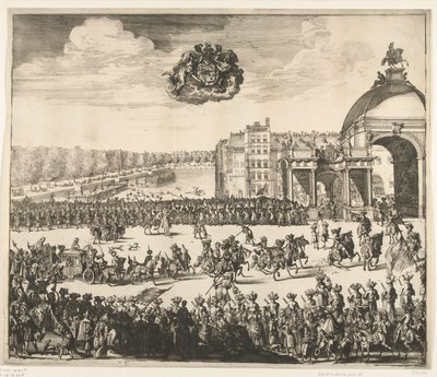 Inntreden av kong Vilhelm III i Haag, 1691 På Blyde, mye ønsket, og først Royal Inhalingh av William III, konge av England, Skottland, Vranckryck og Yerlandt, etc. Binnen Haag den 5. februar i den Jaere 1691 (tittel på av Jan van Vianen
