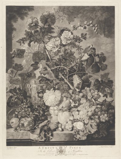 A Fruit Piece, gravert av Richard Earlom, 1781 av Jan van after Huysum