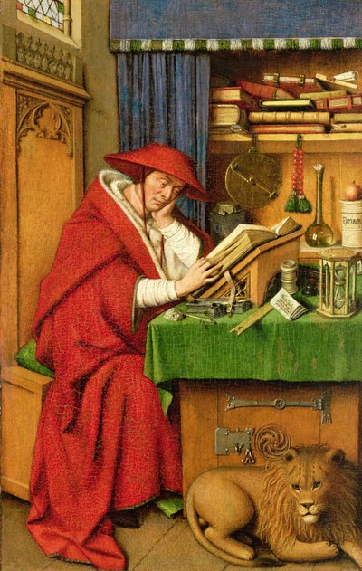 St. Jerome in his Study (olje på linpapir på panel) av Jan van Eyck