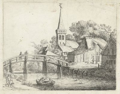 Landskap med trebro av Jan van de Cappelle