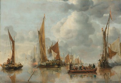 Hjemmeflåten hilser statslekteren av Jan van de Cappelle