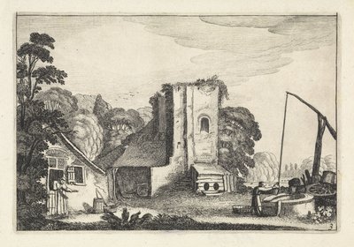 Figurer på et vertshus om natten Landskap (serietittel) Amenissimae aliquot requculae (serietittel) av Jan van de Velde (II)