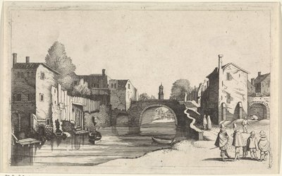 Utsikt over en kanal i en by Seascapes (serietittel) av Jan van de Velde (II)