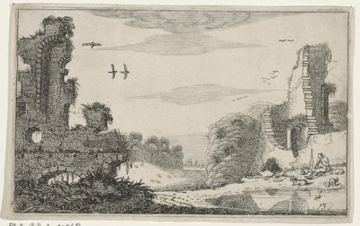 Herder bij een ruïne Ruînes (serietittel) av Jan van de Velde (II)