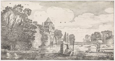 Liten Houtpoort i Haarlem Lekne landskap og underholdende dikt (serietittel) av Jan van de Velde (II)