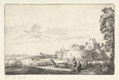 Landskap med Zijlpoort i Haarlem Landskap (serietittel) Amenissimae aliquot requculae (serietittel) av Jan van de Velde (II)