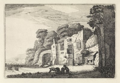 Landskap med den fortapte sønn med grisene Landskap (serietittel) Amenissimae aliquot requculae (serietittel) av Jan van de Velde (II)