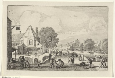 Markedsdag i en by Landskap (serietittel) Amenissimae aliquot requculae (serietittel) av Jan van de Velde (II)