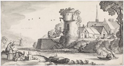 Vakttårn ved en elv Lekne landskap og underholdende dikt (serietittel) av Jan van de Velde (II)