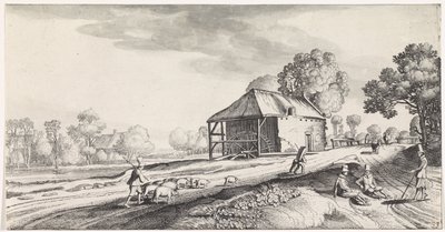 Veigaffel ved en vannmølle Playsante-landskap og morsomme ansikter (serietittel) av Jan van de Velde (II)
