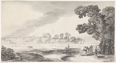 Beitelandskap med plassende mann Playsante lantschappen end vermakelycke views (serietittel) av Jan van de Velde (II)