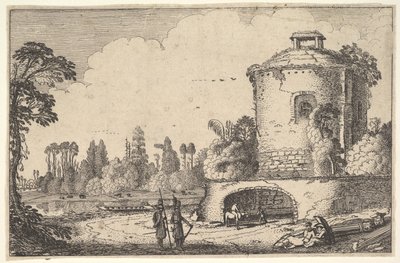 Landskap med et rundt tårn, ca. 1616. av Jan van de Velde II