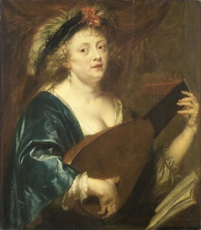 Portrett av en kvinne som spiller lutt av Jan van den Hoecke