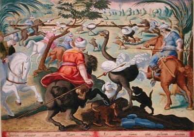Moors on Horseback Hunting Ostriches, plate 62 fra 