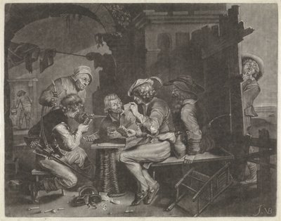 Kortspillere og en tissemann av Jan van der Bruggen