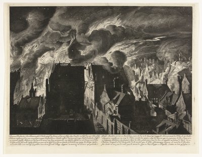 Slukker den kraftige brannen på Elandsgracht, 1679 Swaaren brenner, til Amsterdam, mellom d