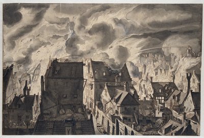 Brann ved Elandsgracht av Jan van der Heyden