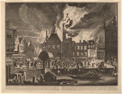 Brenning av det gamle rådhuset i Amsterdam av Jan van der Heyden