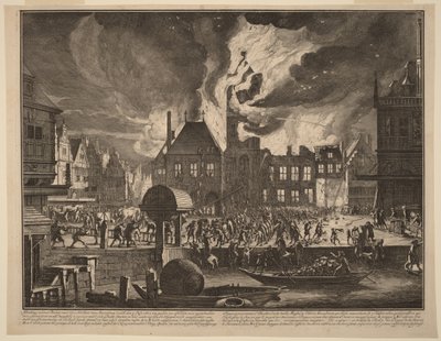 Brannen i det gamle rådhuset i Amsterdam av Jan van der Heyden
