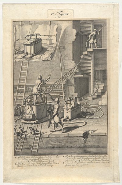 Gamle brannsprøyter og nye slangbrannsprøyter av Jan van der Heyden